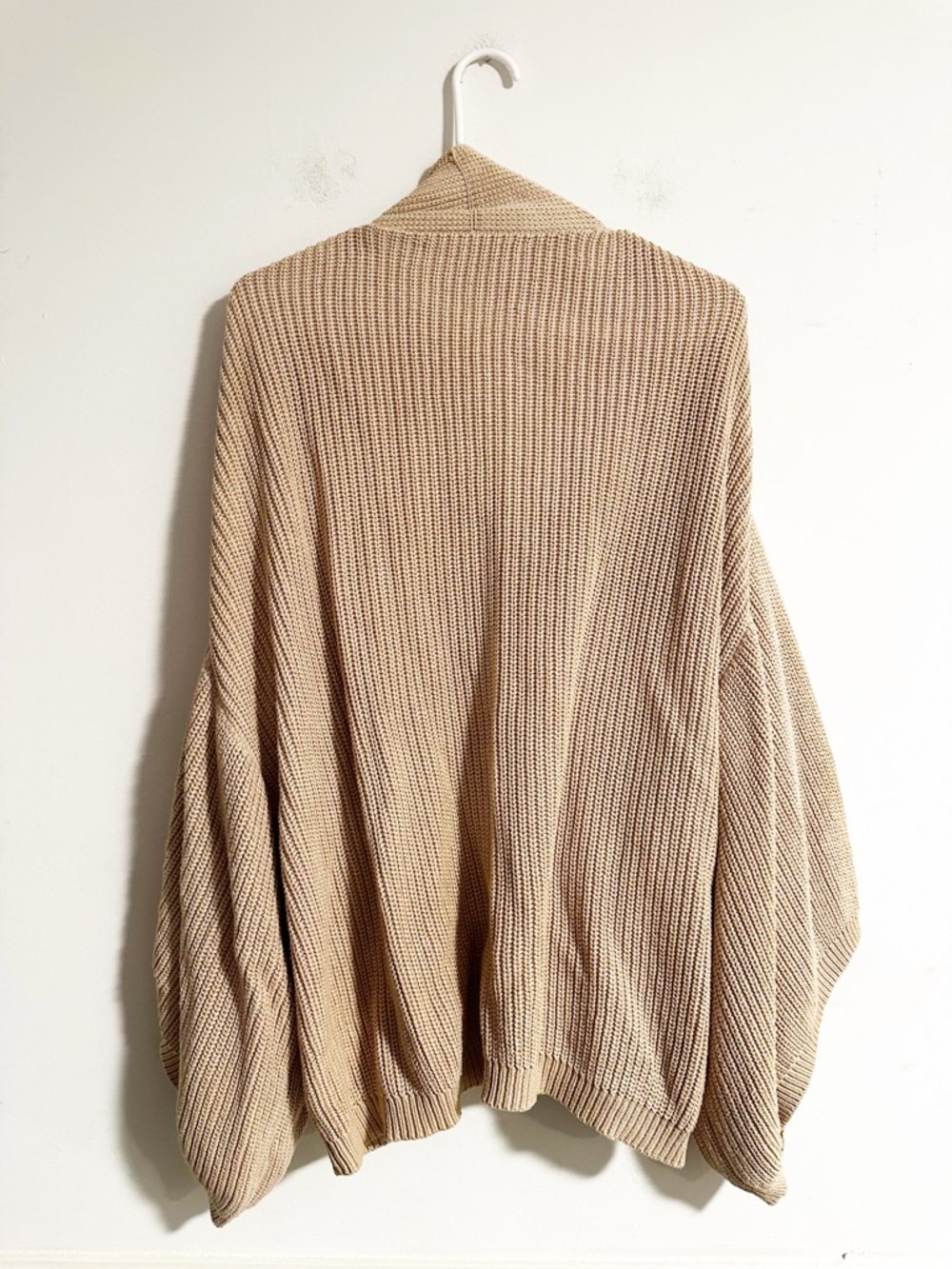 MR MITTENS Chunky Knit Oversized Cardigan Sweater Beige Cotton One Size - Picture 5 of 5